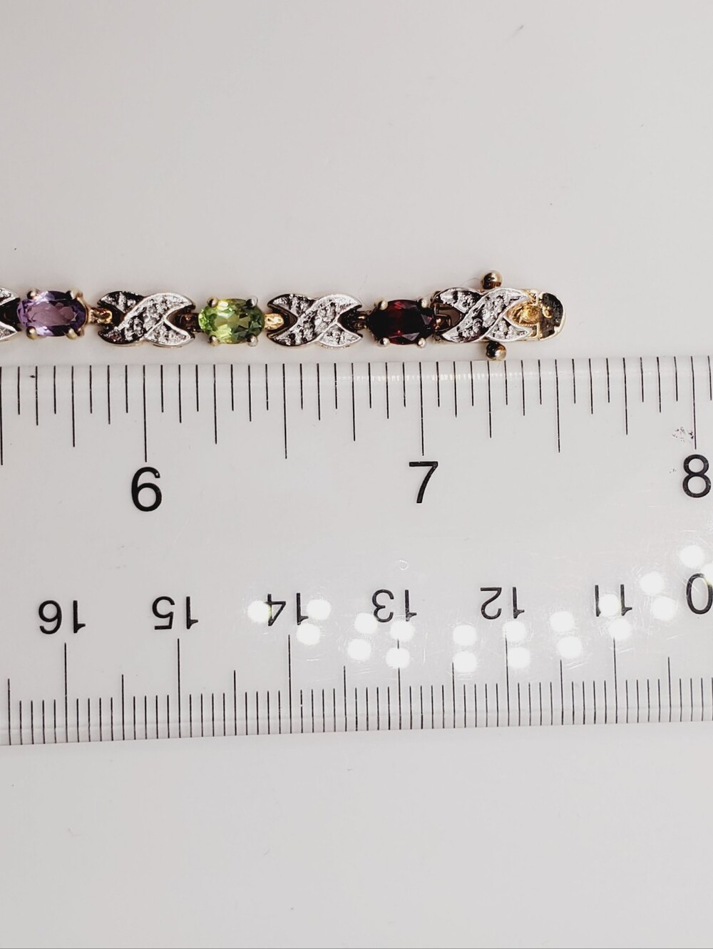 6 Carat Multi-Gemstone Yellow Gold - 925 - Tennis Bracelet - Mixed Pastel Stones - Picture 7 of 10